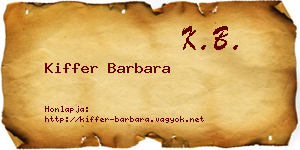 Kiffer Barbara névjegykártya